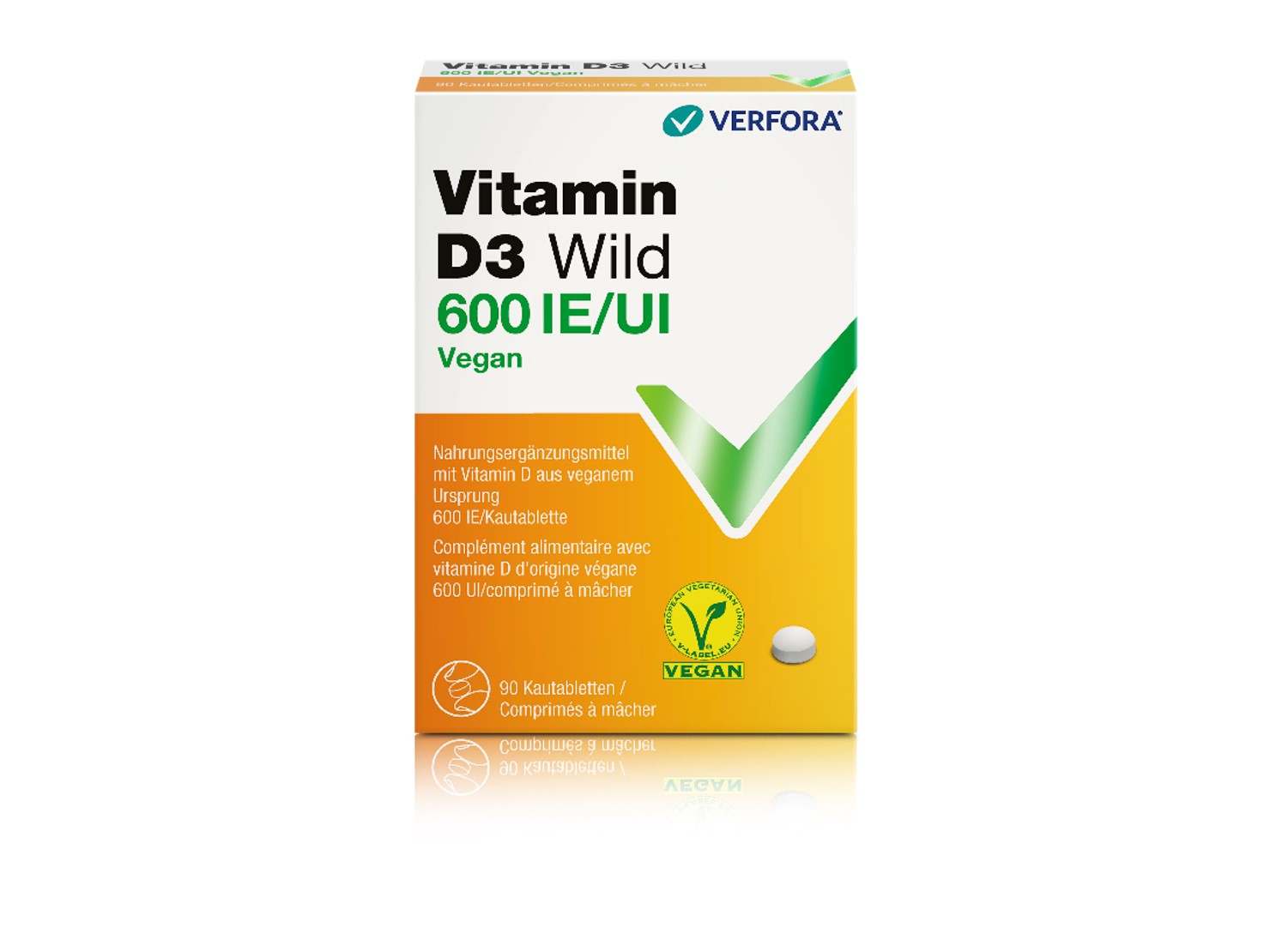 VITAMINE D3 WILD cpr croquer 600 IE vegan 90 pce, image principale