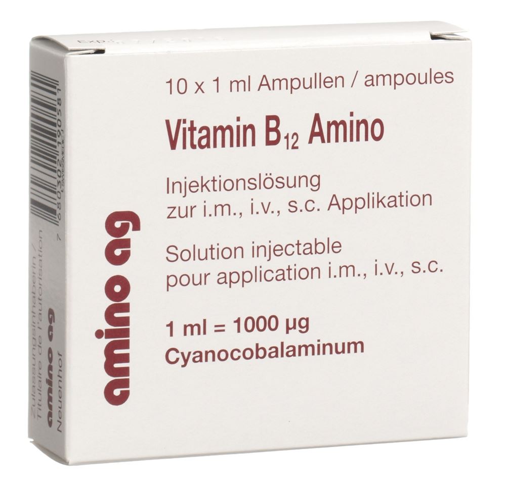 VITAMINE B12 Amino sol inj 1000 mcg amp 1 ml
