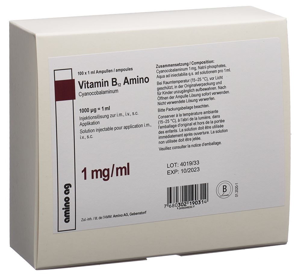 injection de vitamine b12 pour maigrir 1000 g - 6 ampoules 4ml injectables et buvables Vitamine B12 Delagrange 1000 g