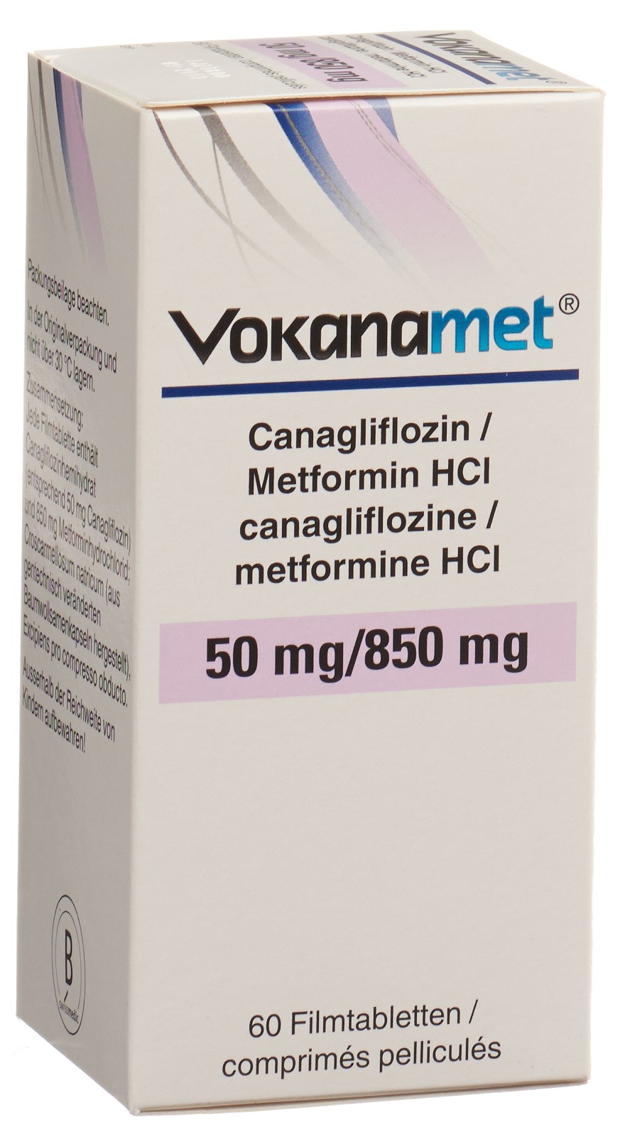 VOKANAMET cpr pell 50/850 mg bte 60 pce, image principale