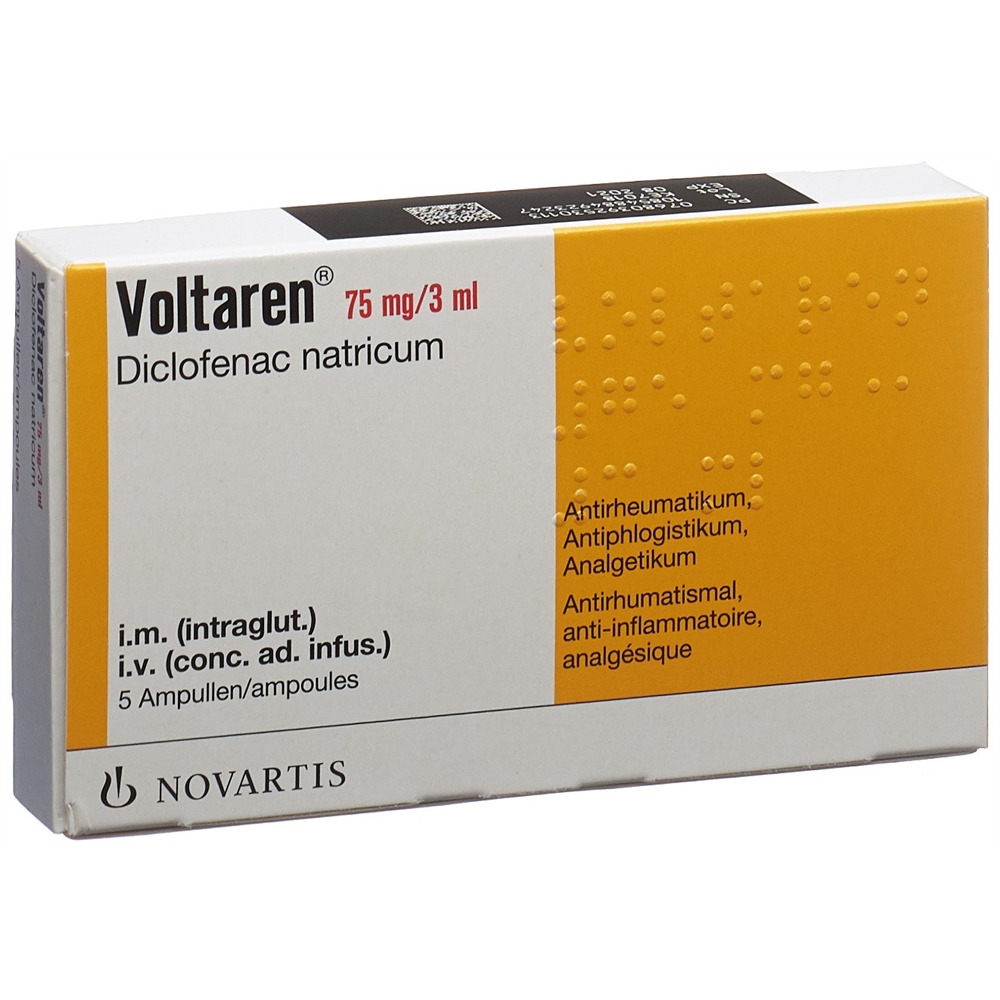 Voltaren Inj Inf Präp 75 mg/3ml i.m./i.v. Amp 3 ml, Hauptbild