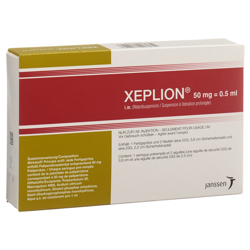 XEPLION Inj Susp 50 mg/0.5ml Fertspr 0.5 ml, Hauptbild