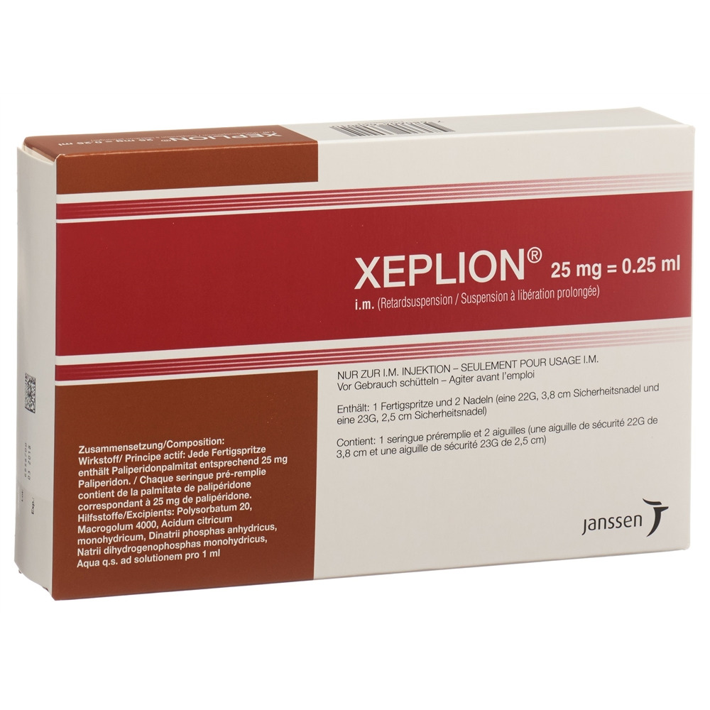 XEPLION susp inj 25 mg/0.25ml ser pré 0.25 ml, image principale