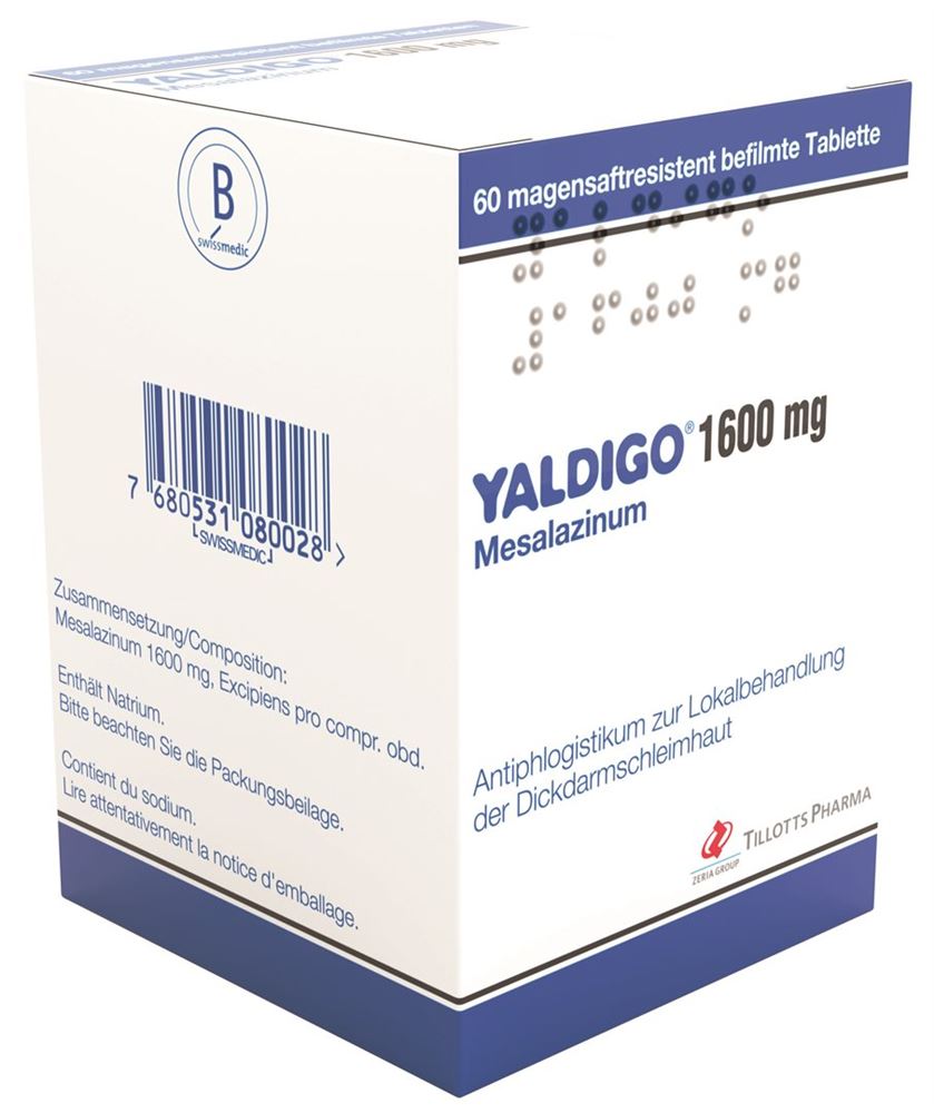 YALDIGO cpr 1600 mg blist 60 pce, image principale
