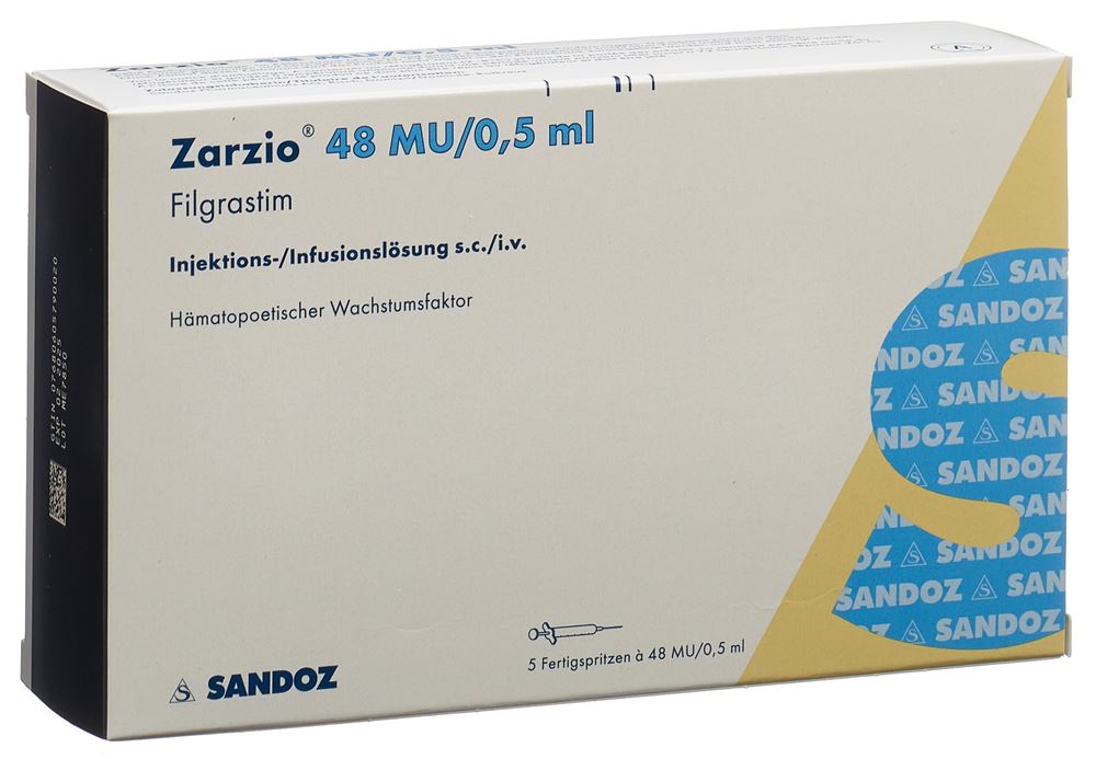 ZARZIO Inj Lös 48 Mio E/0.5ml Fertspr 5 Stk, Hauptbild