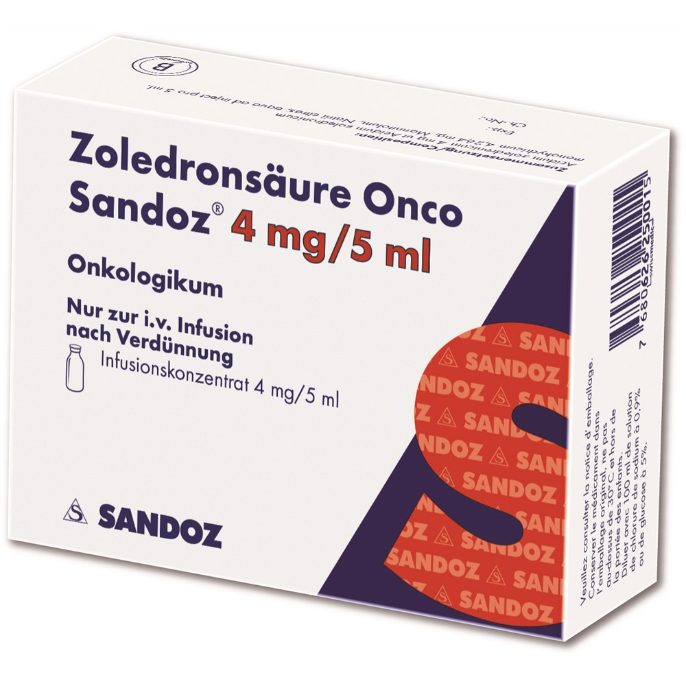 ACIDE ZOLEDRONIQUE Onco Sandoz 4 mg/5ml, Hauptbild